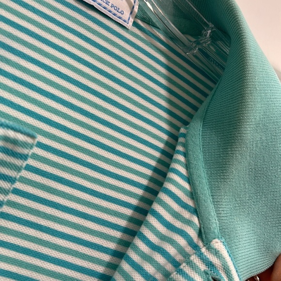 Southern Tide The Skipjack Polo, Lighter & Darker Blue-Green/White Stripes, XL. - Picture 7 of 14